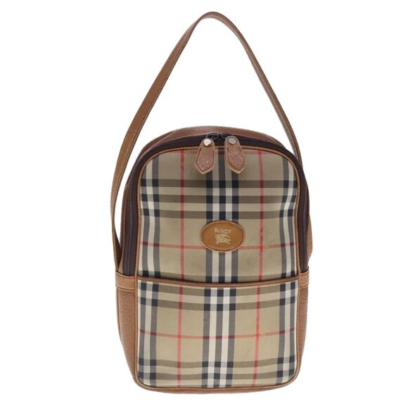 Burberrys Nova Check Shoulder Bag Canvas Beige Auth 95038 - Picture 1 of 16